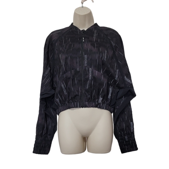 Gymshark Jackets & Coats Gymshark Illumination Jacket Black Gray Cropped Oversized Womens